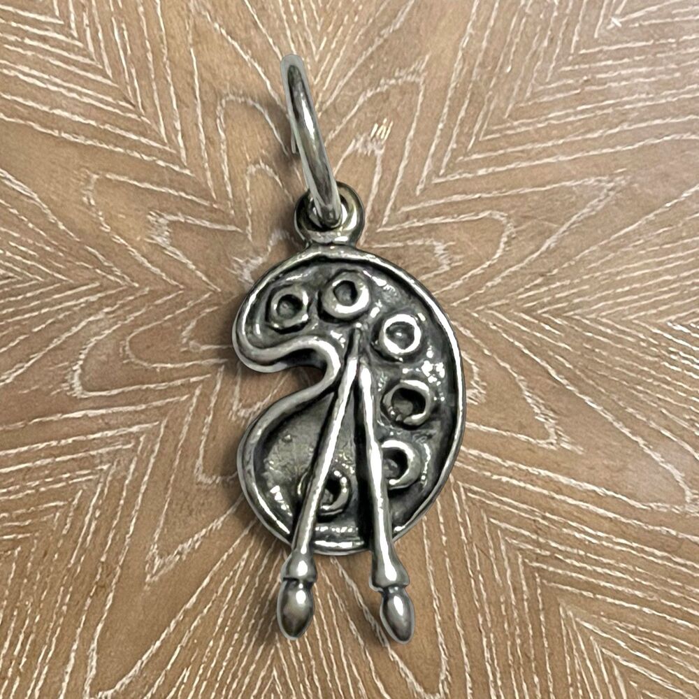 Shubes Dakota West Sterling Silver Charm Artist Palette Painter Pendant 1.2g VTG